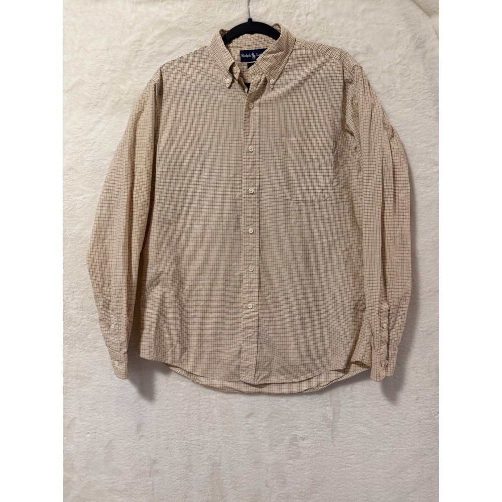 Ralph Lauren Mens 16 L Custom Fit Button Down Shirt Micro Check Long Sleeve